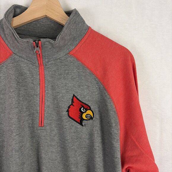 Louisville Cardinals 1/4 Zip Pullover Sweatshirt Red Gray Men’s Size XL NWT - Picture 2 of 5